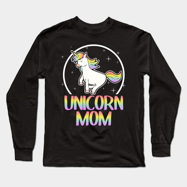 Unicorn Mom Sweet Retro Colorful Gift Party Rainbow Long Sleeve T-Shirt by Kuehni